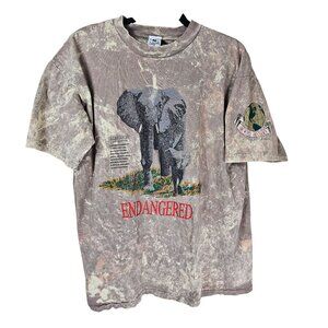 Vintage‎ 1990 Graphic T-Shirt Galt Sand Endangered Elephant  Sz XL Cotton USA